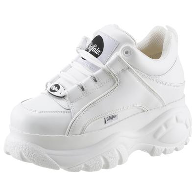 Sneaker BUFFALO, Damen, Gr. 42, Textil, weiß, Leder, Schuhe Sneaker, Freizeitschuh, Ugly-Sneaker, Schnürschuh mit MemoryFoam-Innensohle