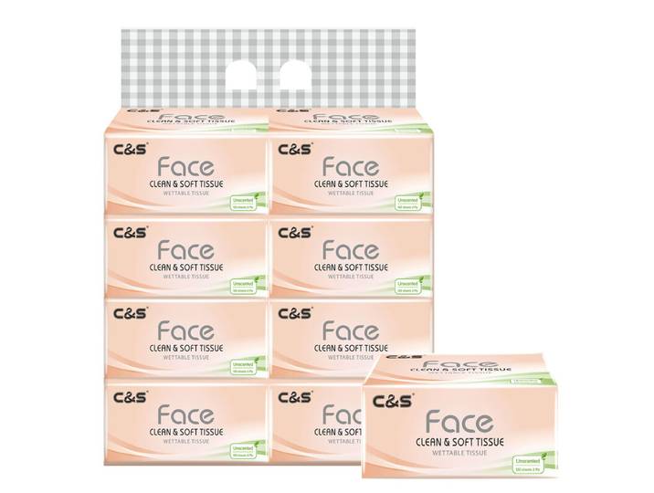【Rentrée scolaire】C&S Mouchoirs en papier, Rose, Type extractible doux, 3 épaisseurs, 960 feuilles (8 paquets de 120 feuilles chacun), Doux pour la peau et pack familial