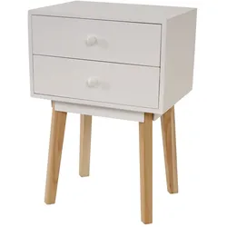 Mendler Kommode Malmö T271, Beistelltisch Nachttisch Schrank, Retro-Design 59x40x30cm ~ Schublade weiß
