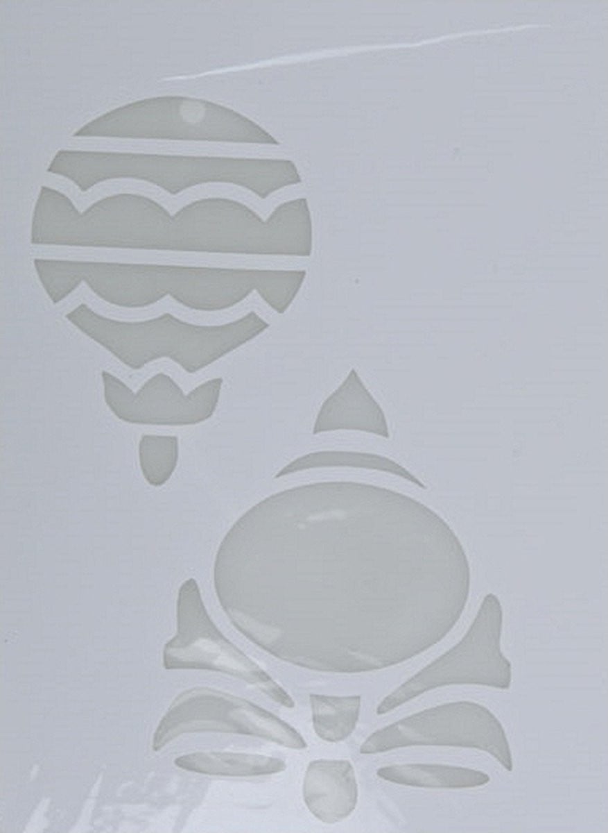 Wit kerst raamsjabloon met kerstbal ontwerp voor raamdecoratie en sneeuwspray - 35 cm