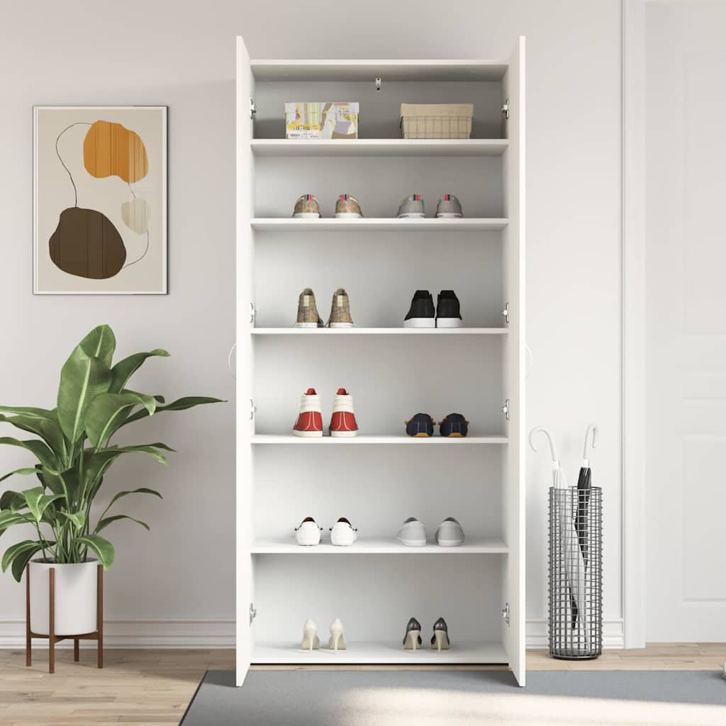 Brayden Studio Shoe Cabinet With Door 80 X 35.5 X 180 Cm Engineered Wood White 12