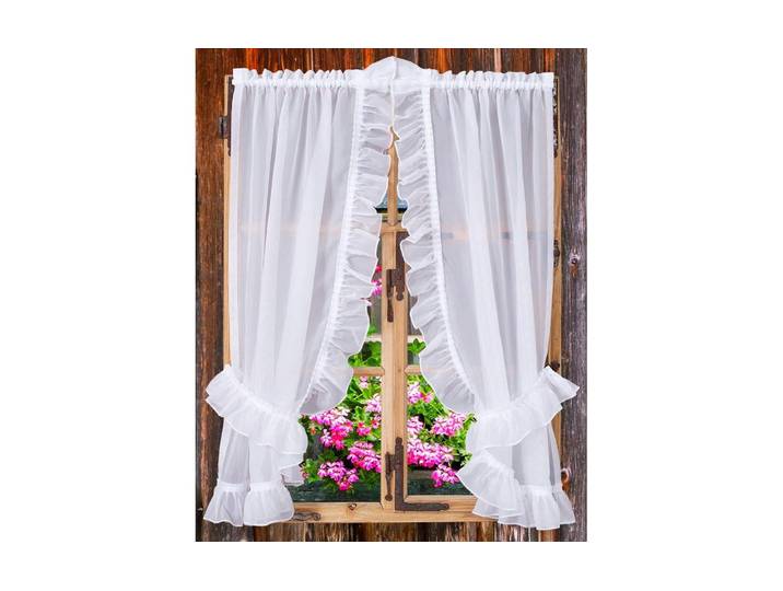 Vorhang Casa Leon Volants Vitragen 95 cm x 130 cm , weiss (weiß), B:95cm H:130cm, Polyester, Gardinen, Vorhang