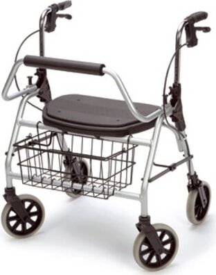 Rollator XXL mit Rückenbügel, Sitz,Korb,PU, maximal 200Kg,silber>>>>