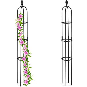 Relaxdays Rankgitter 10042636, schwarz, freistehend, aus Metall und Kunststoff, Obelisk, 2er Set, 20 x 160 cm