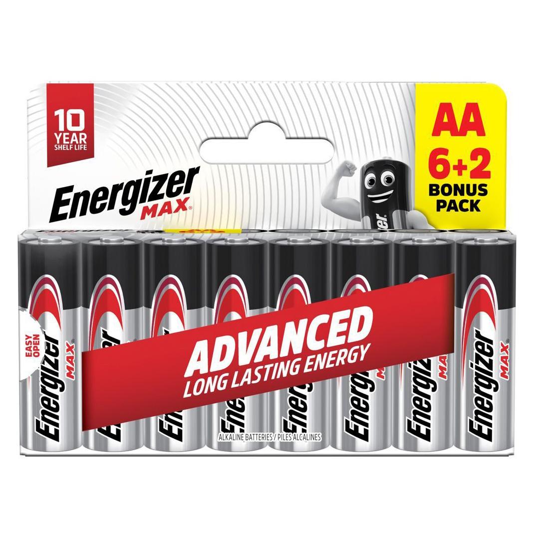Energizer Alkaline Max AA-Batterie DHP8 6+2 (8 Stk., AA) (36164134)
