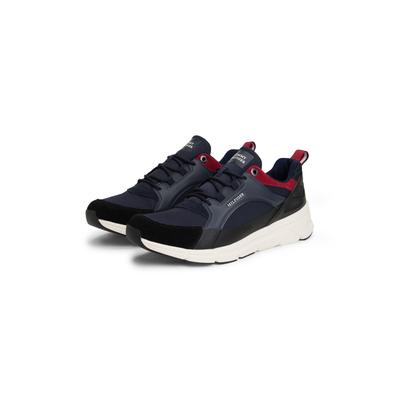 Sneaker TOMMY HILFIGER "MODERN COMFORT RUN OUTDOOR", Herren, Gr. 42, Textil, blau (dunkelblau), Leder, Synthetik, Schuhe Sneaker, Freizeitschuh, Schnürschuh im coolen Materialmix