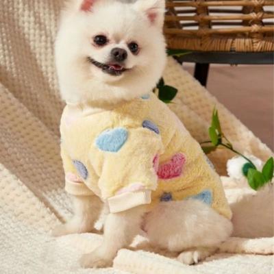 Inspired Living Cozy Heart Print Flannel Dog Vest For Small Dogs yellow s