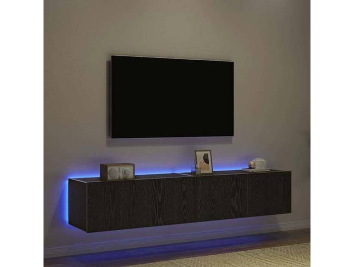 NEUF Armoires TV - Noir - Meuble TV mural - Montage mural 2 pcs - pour maison - Chêne noir 80x35x31 cm TT1931