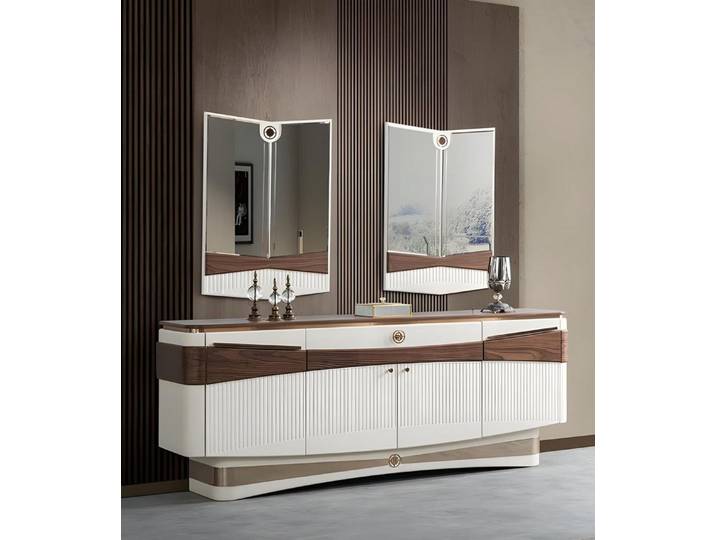 Xlmoebel Sideboard Elegantes Sideboard in Weiß mit Spiegeln und modernem Design (Sideboard-Set, 3 St., mit 2 Spiegeln), Made in Europa