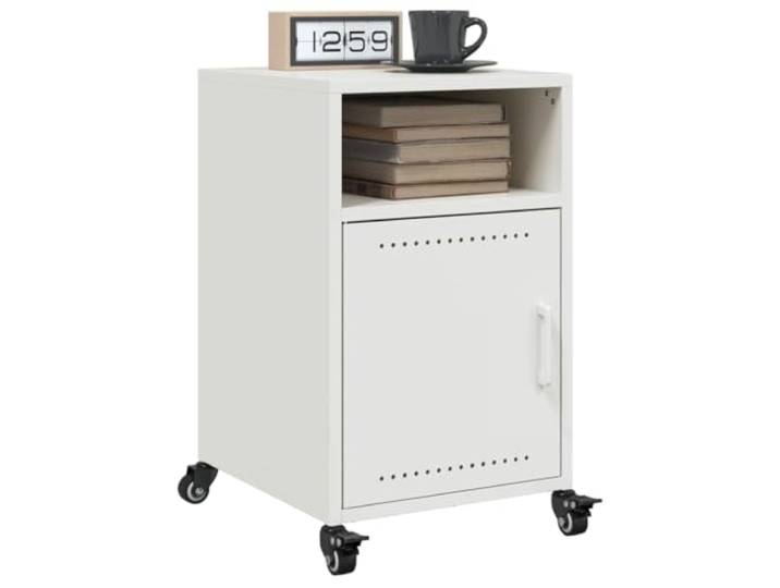 HEFZGDB Weiße Nachttische 2 Stück aus Stahl 36x39x59 cm mit Rollen und Griff, Stauraum Schrank, kaltgewalztes Gestell, pflegeleicht und flexibel für Wohnzimmer Schlafzimmer