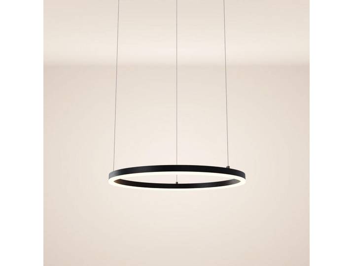 s.luce Led-Hängeleuchte Ring Direkt/Indirekt 5m Schwarz Ø 60cm, Metall, Rund,Rund, LED integrated, 60x3.3x60 cm, Lampen & Leuchten, LED Beleuchtung, LED-Hängeleuchten