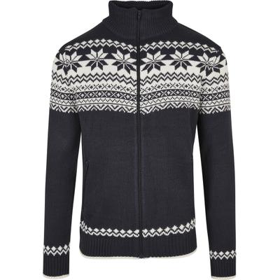 Cardigan BRANDIT "Brandit Herren Cardigan Norweger", Herren, Gr. S, schwarz-weiß (navy), 100% Polyacryl, mehrfarbig, normal, Rundhals, Strickjacken