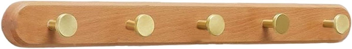 Houten muurhaken voor in de hal, slaapkamer, badkamer of keuken, 29 cm, houtkleur