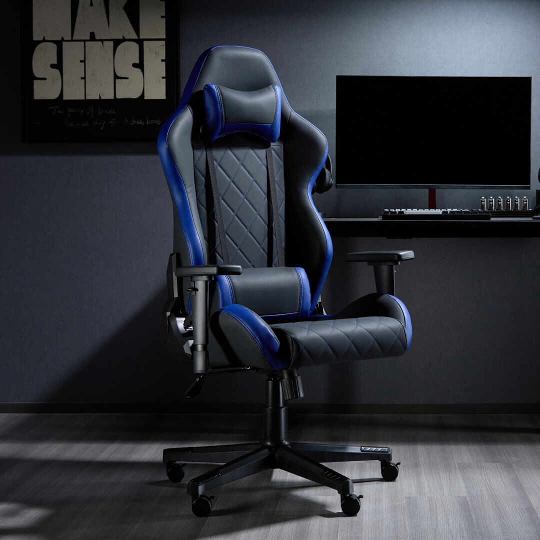 Inbox Zero San Marino Gaming Chair Black Blue 70cm W X 70cm D