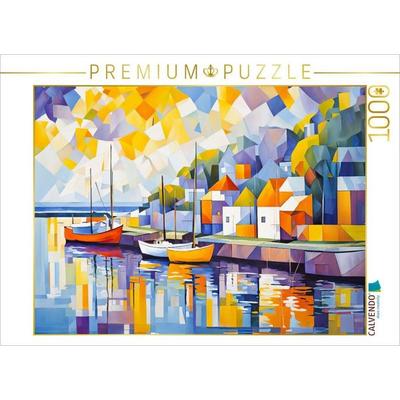 CALVENDO Puzzle Boote im Hafen bei Abendsonne | 1000 Teile Lege-Größe 64x48cm Foto-Puzzle für glückliche Stunden