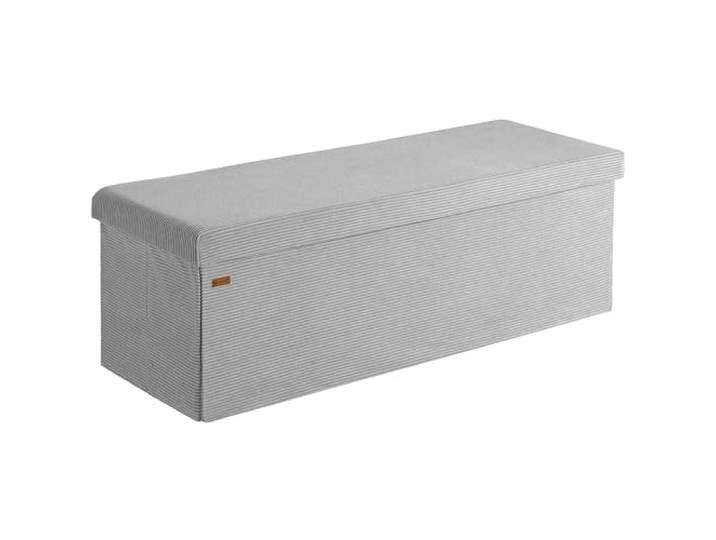 CASARIA® Banc de rangement en velours côtelé gris 130 L Siège Coffre de rangement pliable salon chambre couloir