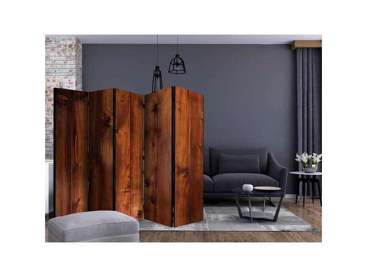 Paravent Pine Board Fleece Braun 225 x 172 x 3cm