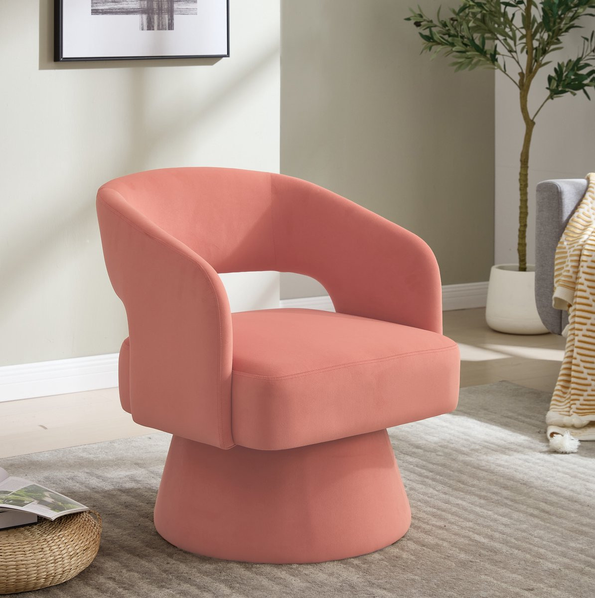 FloraGrace Fauteuil 360 Graden Draaibaar - Velvet - Roze