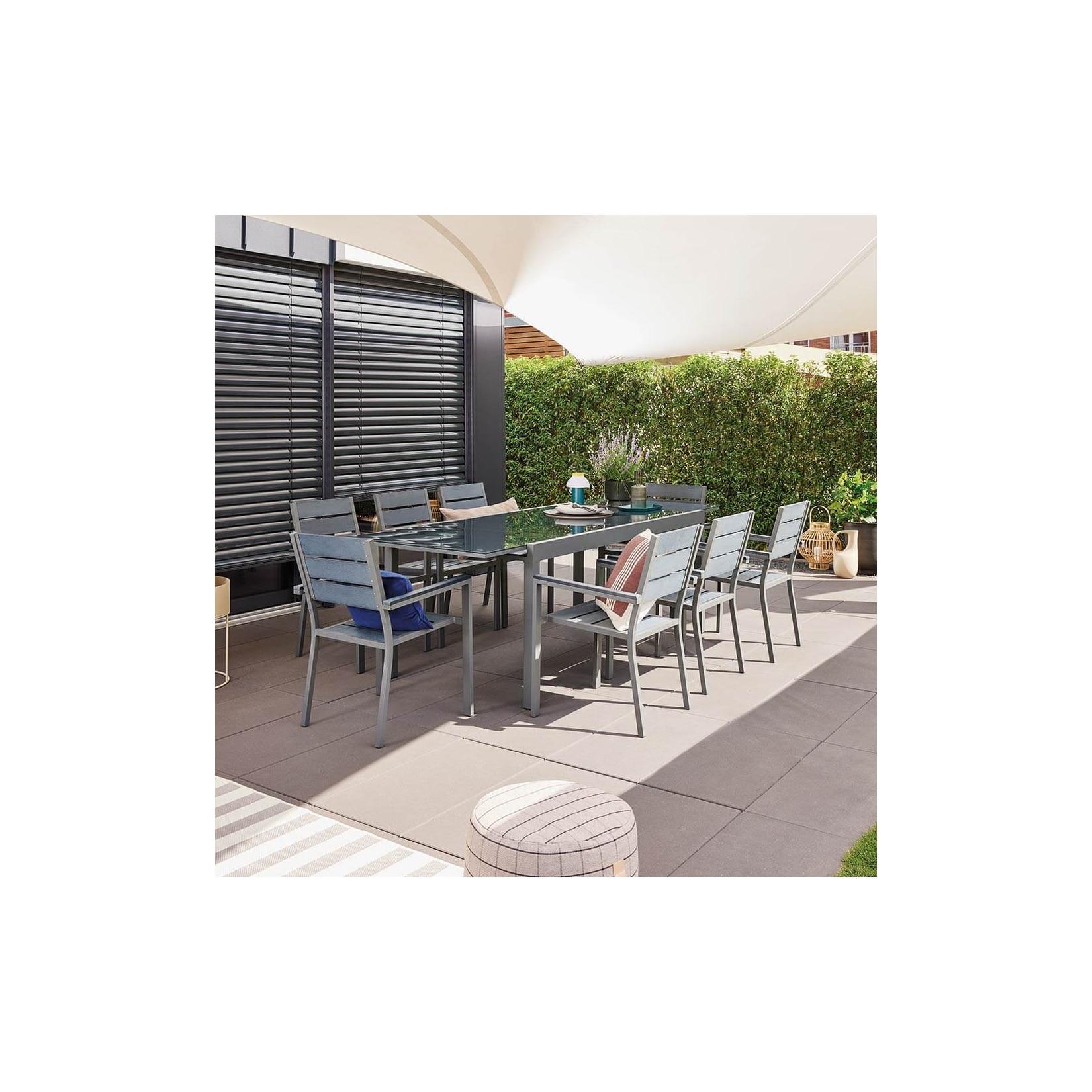 HOME DELUXE Garten-Sitzgruppe ausziehbar SOL MADERA - 180/240 x 90 cm 6 Stühle