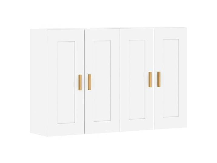 Roanoer 2er Set Wandschrank Hängeschrank Weiß 69,5x34x90 cm Platzsparende Wandmontage für Wohnzimmer und Schlafzimmer, viel Stauraum, auch als Sideboard-Aufsatz nutzbar.