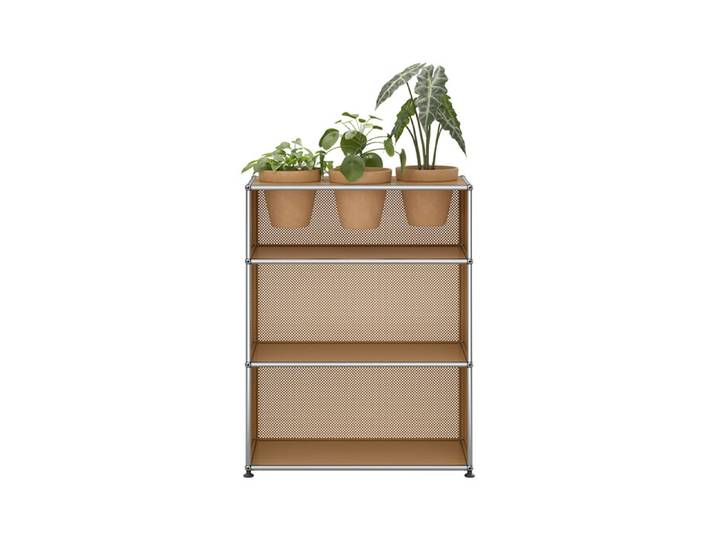 USM Haller TV Board M56 beige 1-fach breit offen 3 Pflanztöpfe Terrakotta Rückwand/Seitenteile 77.3x99x37.5 cm