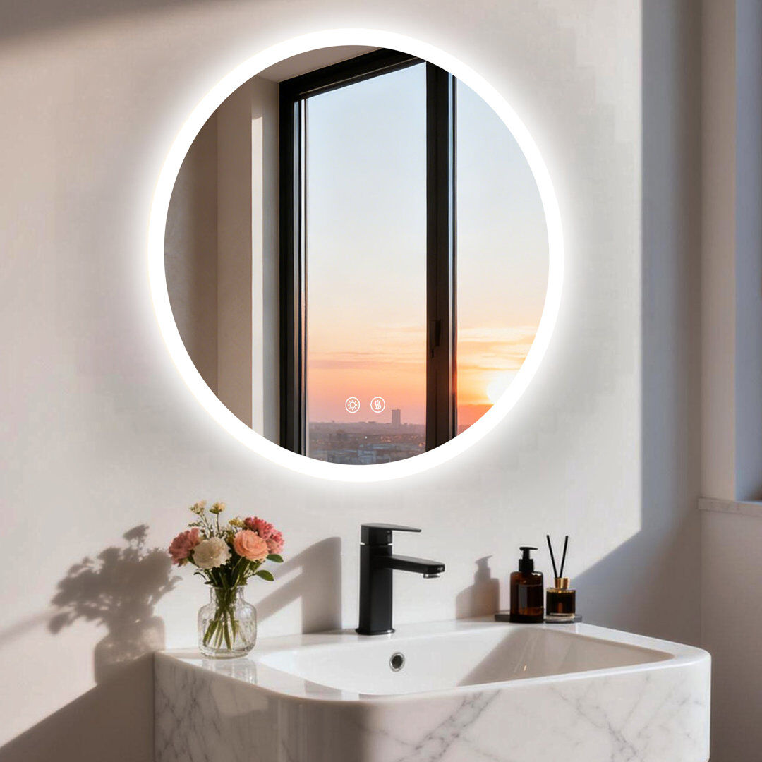 Metro Round Lighted Wall Mounted Bathroom Mirror 60 cm H x 60 cm W