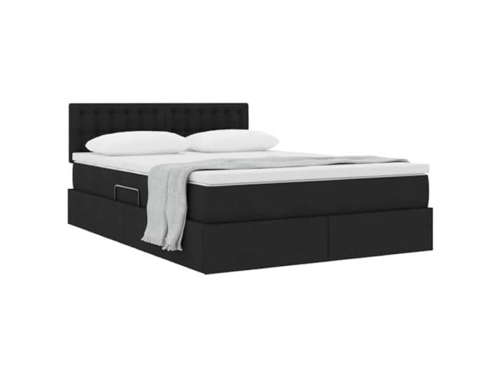 KTHLBRH Boxspringbett 140 x 190 schwarz mit Matratze Rechteckiges Design, solider Rahmen, hydraulischer Aufsatz, platzsparend