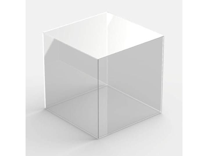 VITRINE Acryl quadratisch, 40x40x40 cm, mit transparentem Boden Schaukasten, Objektvitrine, Showcase für Sammlerstücke, Exponate, Modellbau, Kunstwerke, Ausstellugnen