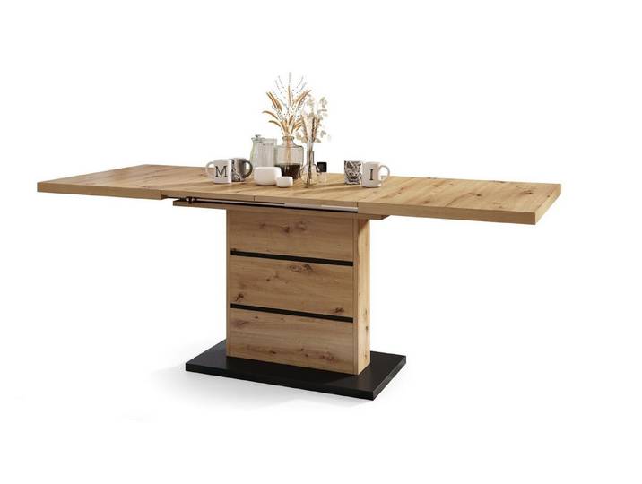 Mazzoni Esstisch Design Piano Tisch Eiche Artisan Anthrazit ausziehbar