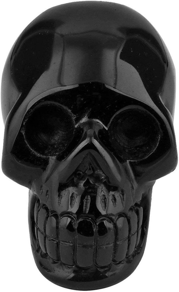 Handgesneden Obsidiaan Schedel Beeldje - Zwart - 2 inch