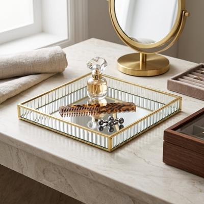 Cheungs Veldra Gold Square Fluted Glass Tray