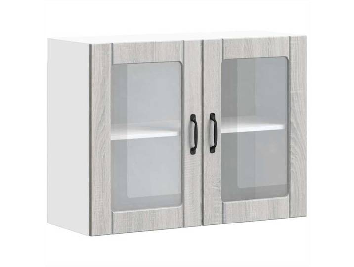 Armoire murale de cuisine - GKO - Porte vitrée - Gris Sonoma - Bois d'ingénierie - 80x31x60 cm