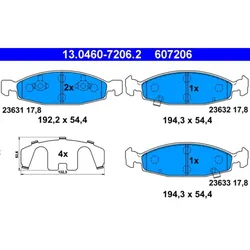 Bremsbelagsatz Scheibenbremse ATE 13.0460-7206.2 für Jeep Grand Cherokee II