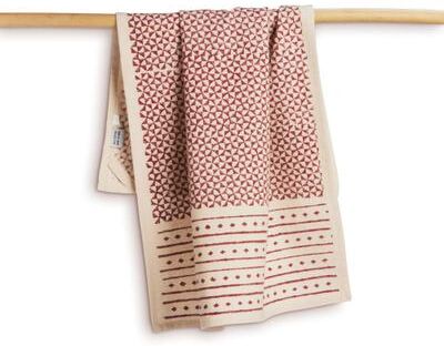 "Hand Block Printed Cotton Kitchen Towels   Fair Trade   Artisan Made   FEAST (Set of 2) - 27""x19"""