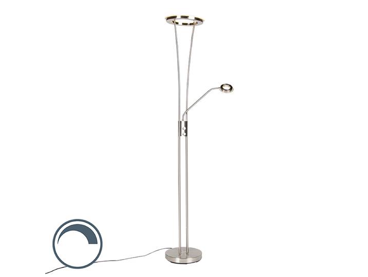 Lampadaire moderne en acier et verre avec bras de lecture LED -