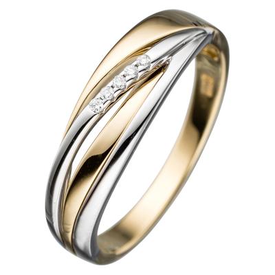 Diamantring JOBO Gr. 62, gelb (gelbgold 585), Fingerringe, Damen, 62, SI = kleine Einschlüsse, Diamanten Gelbgold 585 Weißgold 585, Diamanten, Gelbgold 585, Weißgold 585, Diamantring, 585 Gold bicolor mit 5 Diamanten
