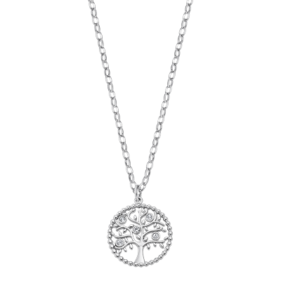 Kette mit Anhänger LOTUS "Essentials - Baum des Lebens", silber (edelstahlfarben), Halsketten, Damen, Edelstahl, L: 50