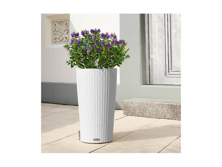 Blumentopf Lechuza CILINDRO cottage 23 , weiss (weiß), H:41cm Ø:23cm, Kunststoff, Pflanzgefässe, Blumentopf