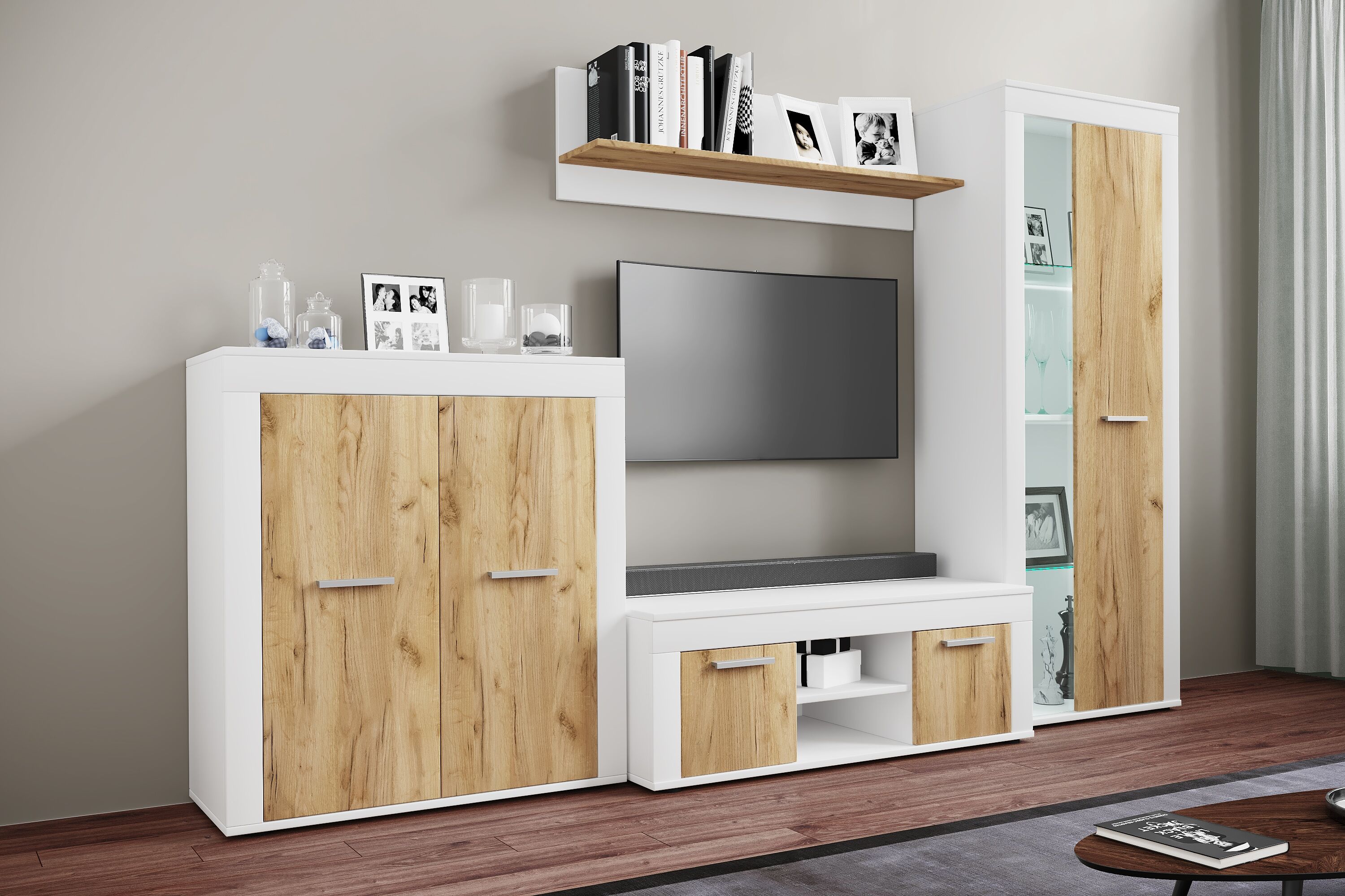 Wandregal VCM "Holz Wandregal Hängeregal Wandboard Regal Usilo", braun (weiß, honig, eiche), B:102cm T:20cm, Regale, Wandregal