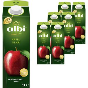 albi Saft Apfel klar, ohne Zuckerzusatz, 100% Fruchtgehalt, Tetrapack, je 1 Liter, 6 Stück