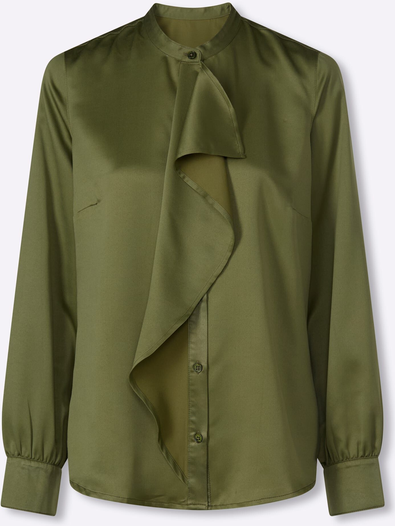 Klassische Bluse, Damen, Gr. 56, grün (oliv), 100% Polyester, unifarben, Blusen Klassische Bluse oliv 56
