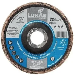 Lukas Fächerscheibe V2 POWER CER D.125mm K.40 fl.INOX,Stahl,Titan CER