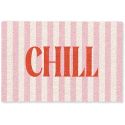 FUSSMATTE Zartrosa – Rot – Streifen – Chill 120x80 cm