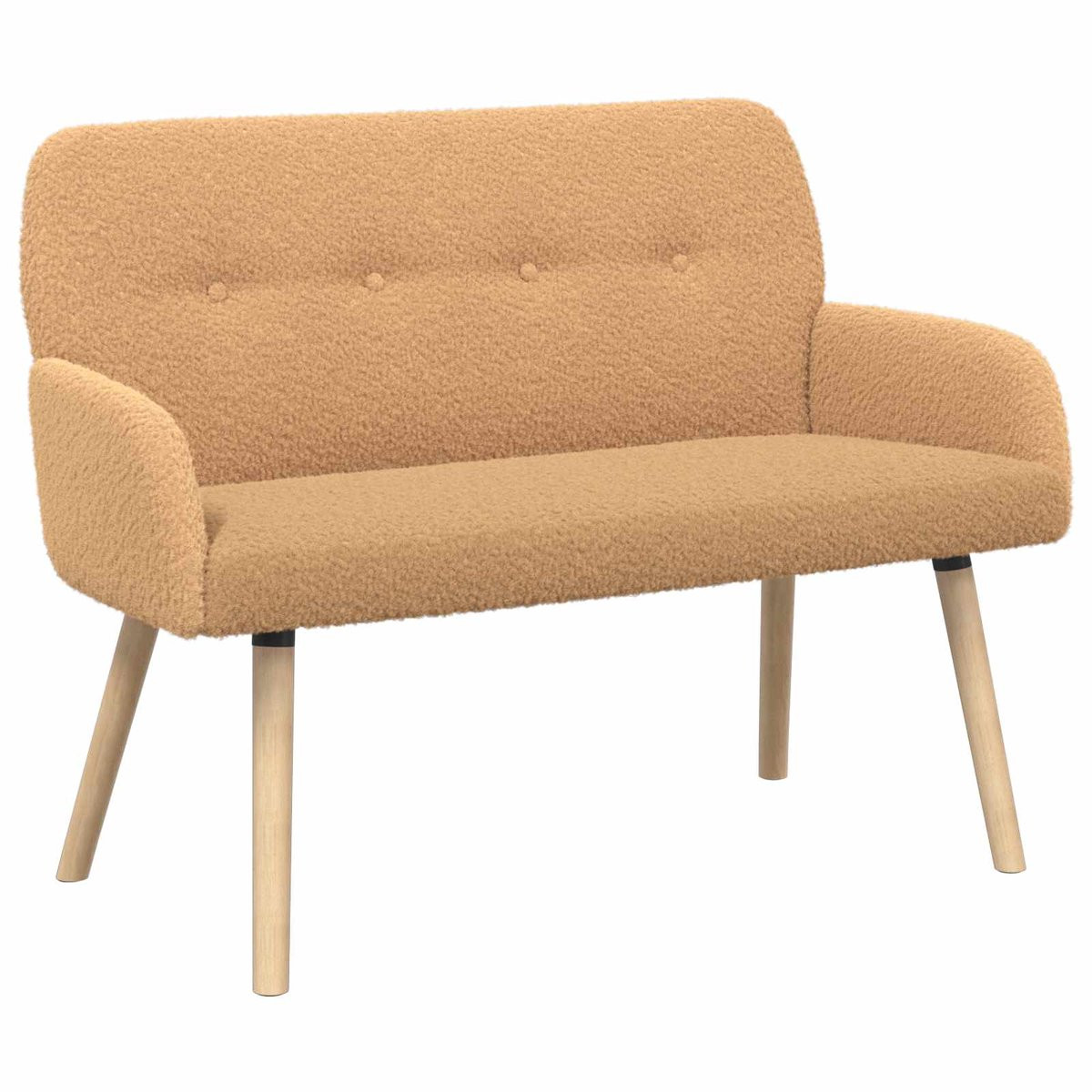 vidaXL 2-zitsbank met massieve houten poten in beige bouclé