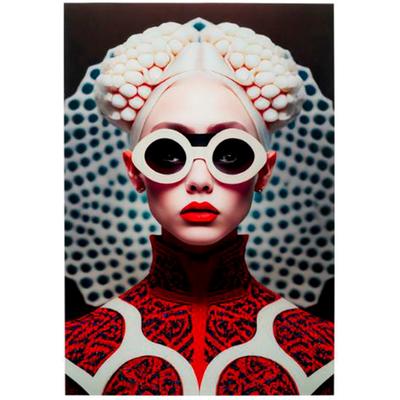Glasbild KARE DESIGN "Muse Vibe 75x55cm", rot (farbe bild(er): mehrfarbig), B:55cm H:75cm T:0,4cm, Glas, Polypropylen, Bilder