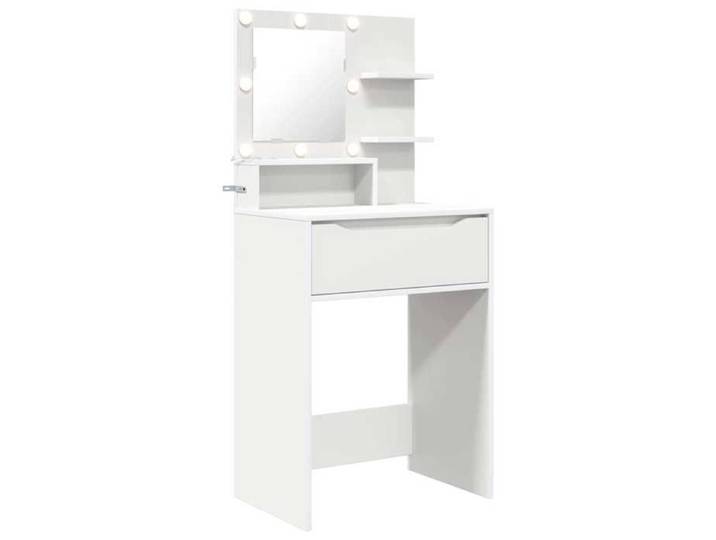 Coiffeuse moderne - GKO - Blanc - 60x39.5x135 cm - Éclairage Hollywood - Miroir avec rétroéclairage