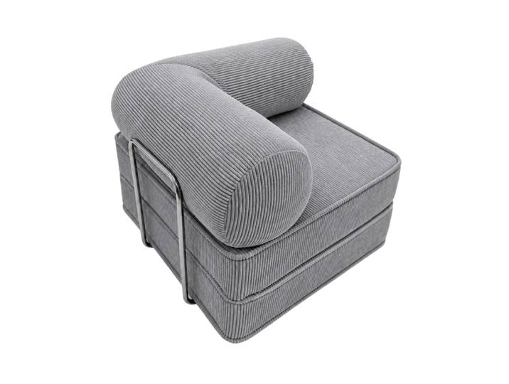 Fauteuil convertible avec accoudoirs en velours côtelé gris