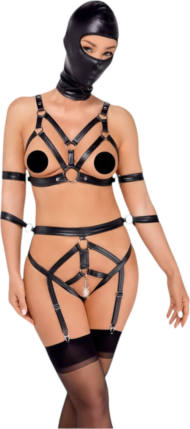 Bad Kitty - Body Harness Set and Mask (Black)