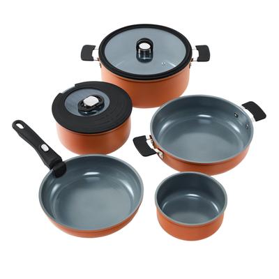 Topf-Set RESTO KITCHENWARE "SAVE & STOCK Multifunktionales Stapelbares Set im Geschenkkarton", orange (terrakotta), Töpfe, Induktion, für alle Herdarten geeignet