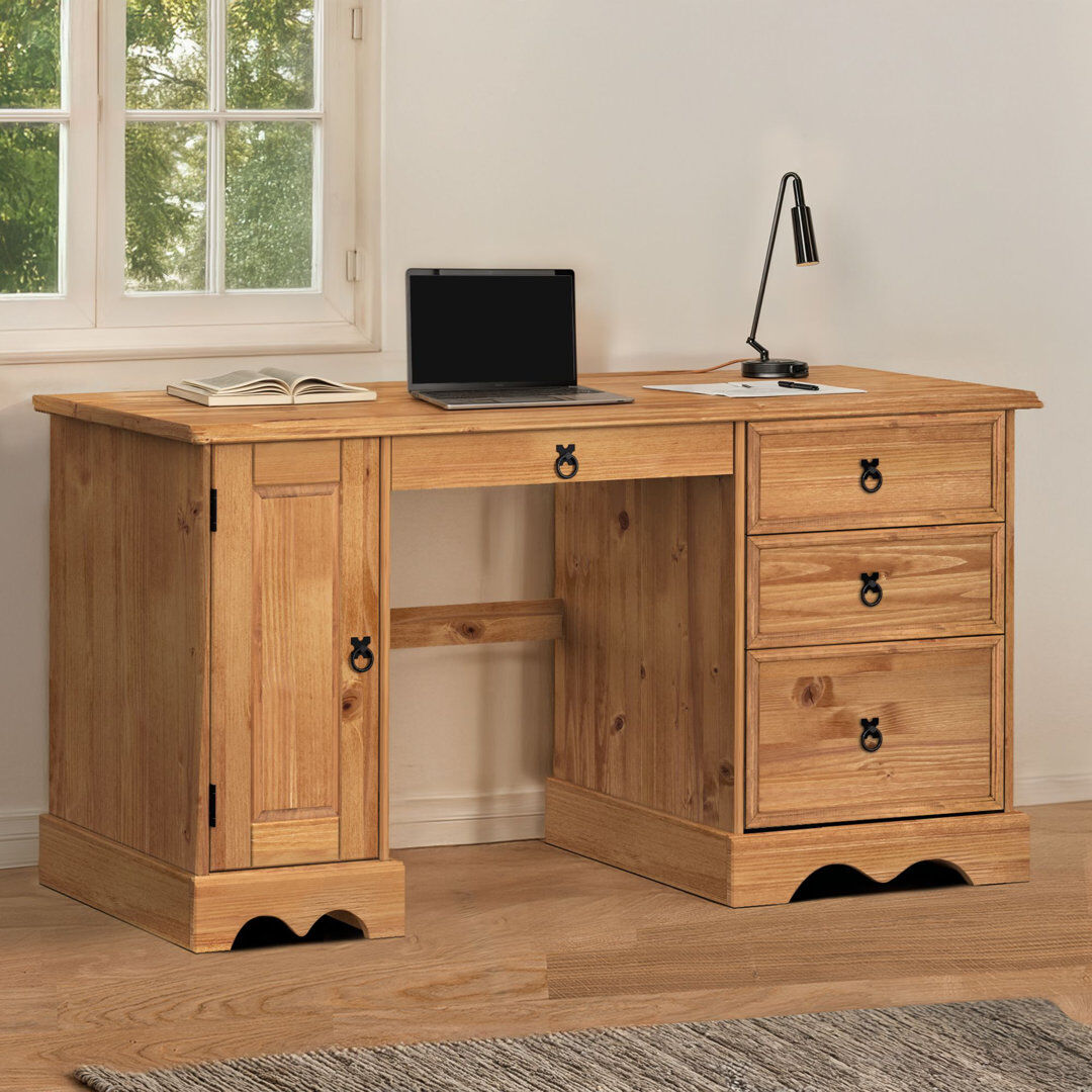 Brambly Cottage Bridewell Solid Wood Solid Wood Computer Desk 74cm H X 145cm W X 48cm D